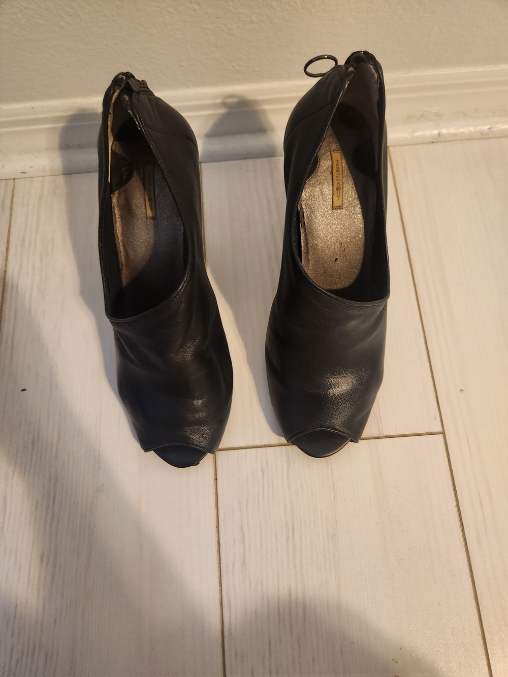 Women’s Black Peep-Toe Booties - Brand Unknown